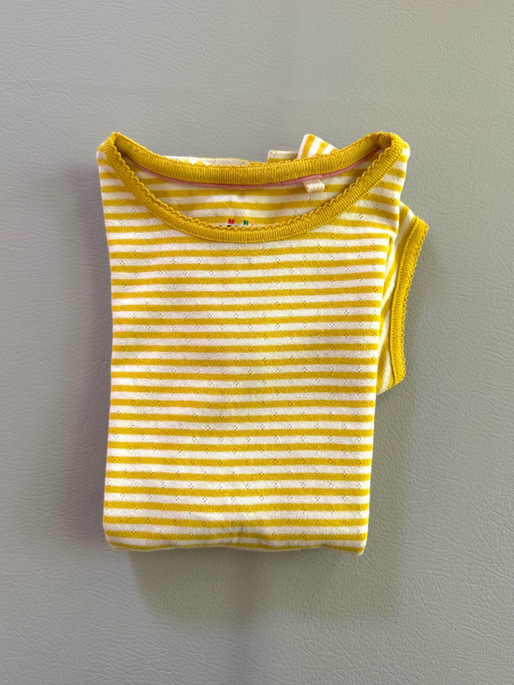 Mini Boden Mustard Yellow Pointelle Short Sleeve Top size 11-12 Girls - Fair